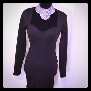 Bustier Front Black Dress